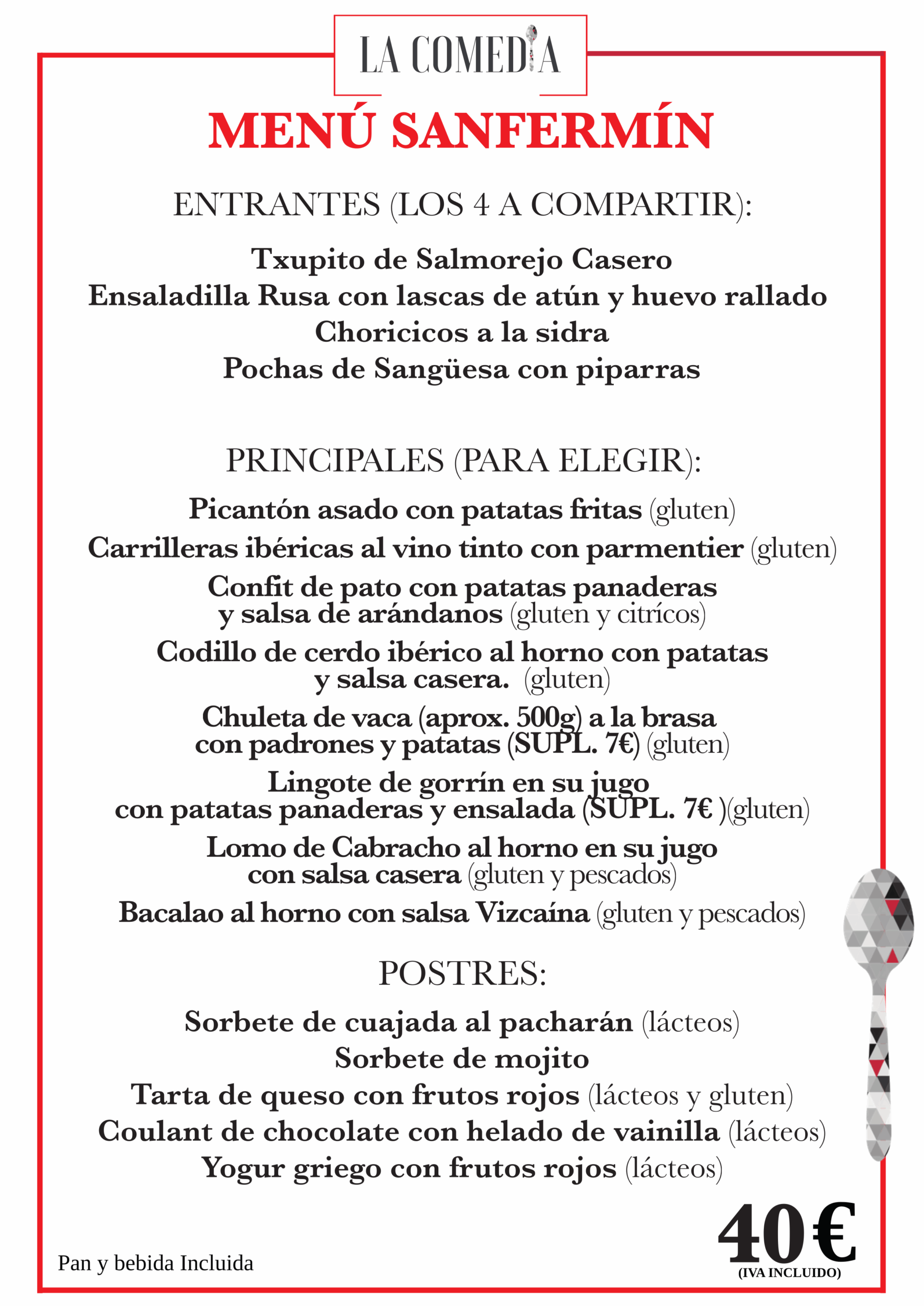 MENU SAN FERMIN 2025